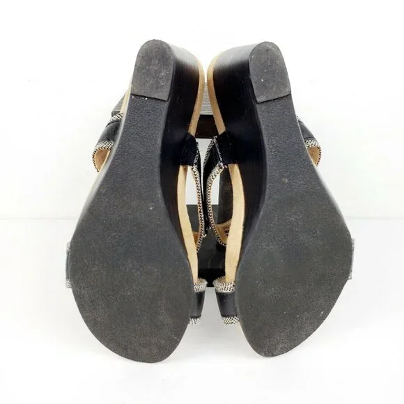 AJ Valenci Women's Black Buckle Wedge Sandals #902752 Sz 7.5M EUC - Picture 6 of 10